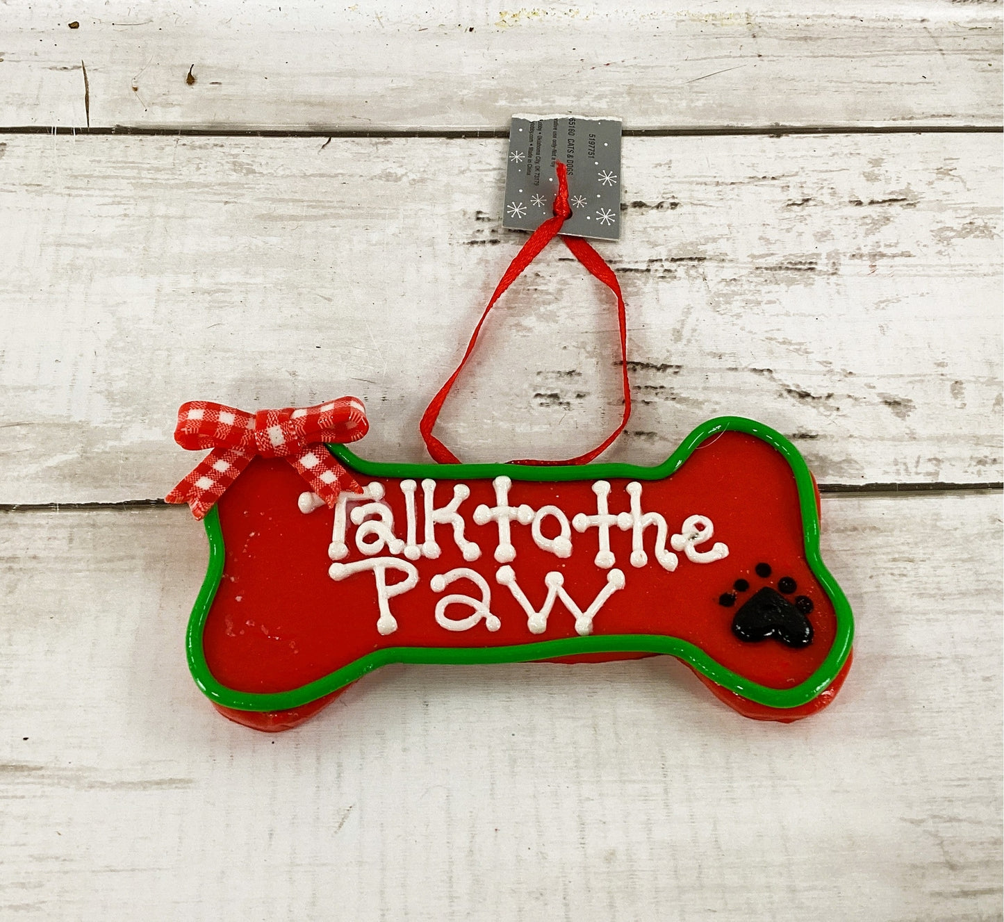 HL Christmas Decor - Talk to the Paw Dog Bone Ornament