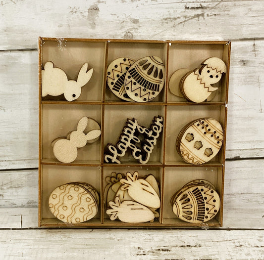 HL Easter Craft Supply - Unfinished Wood Icon Charms 60pc