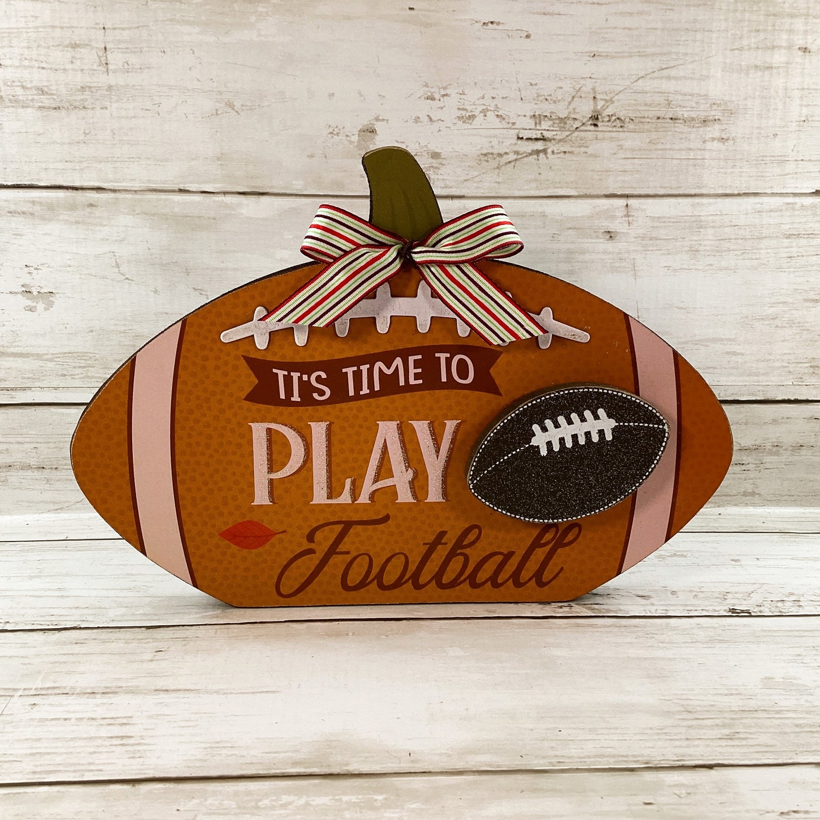 AGD Fall Decor - Time to Play Football Acorn Wood Sitters 3pc Set