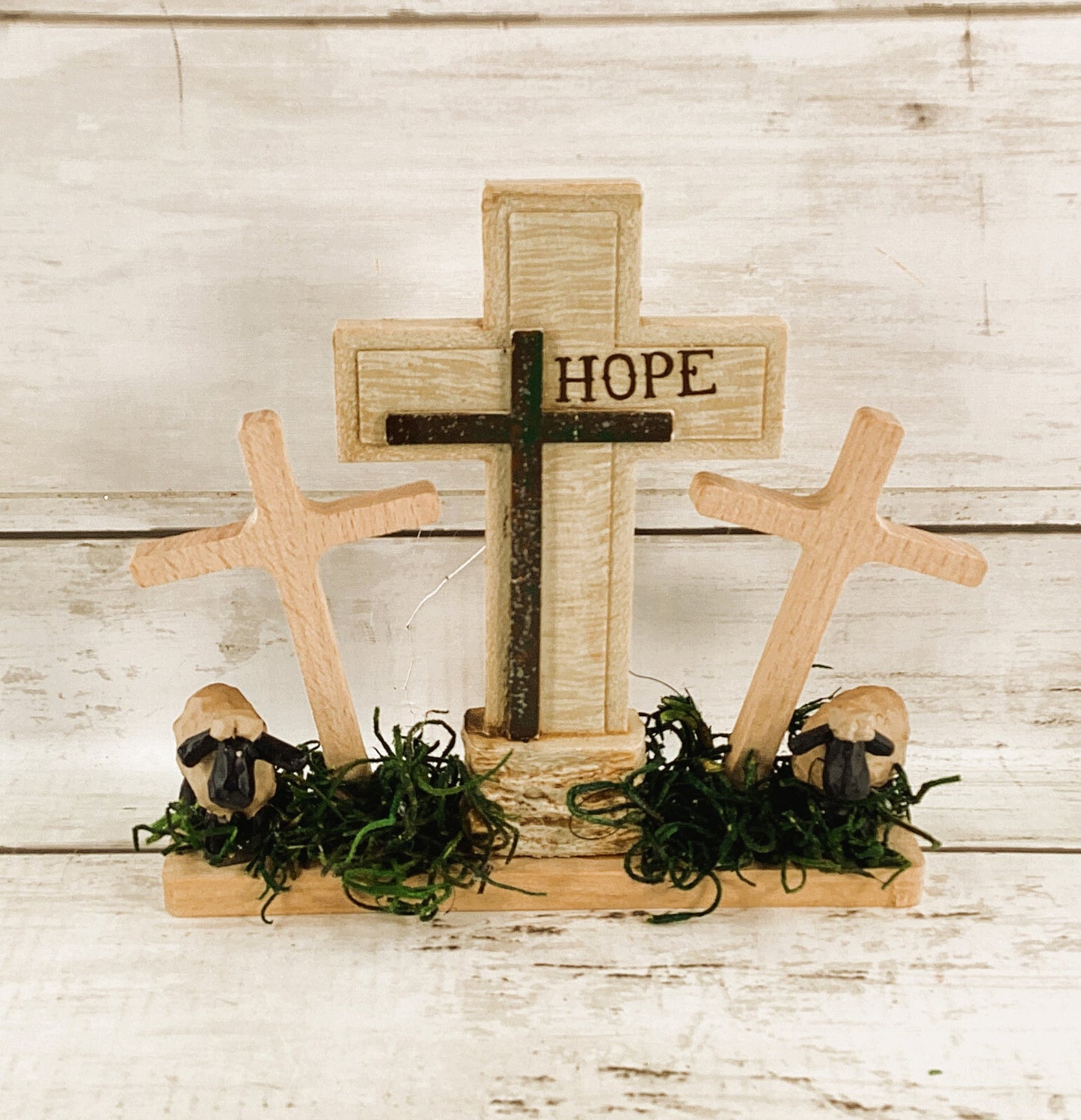 AGD Easter Decor - Resurrection Cross Sheep Display