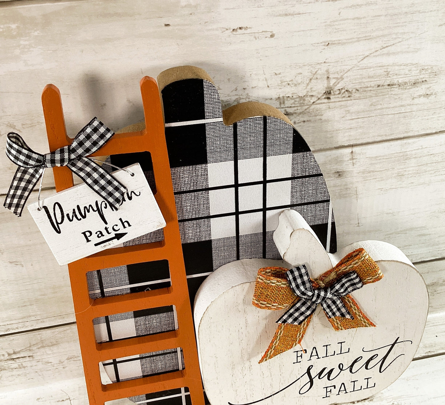 AGD Fall Decor - Black White Buffalo Check Fall Sweet Fall Pumpkin