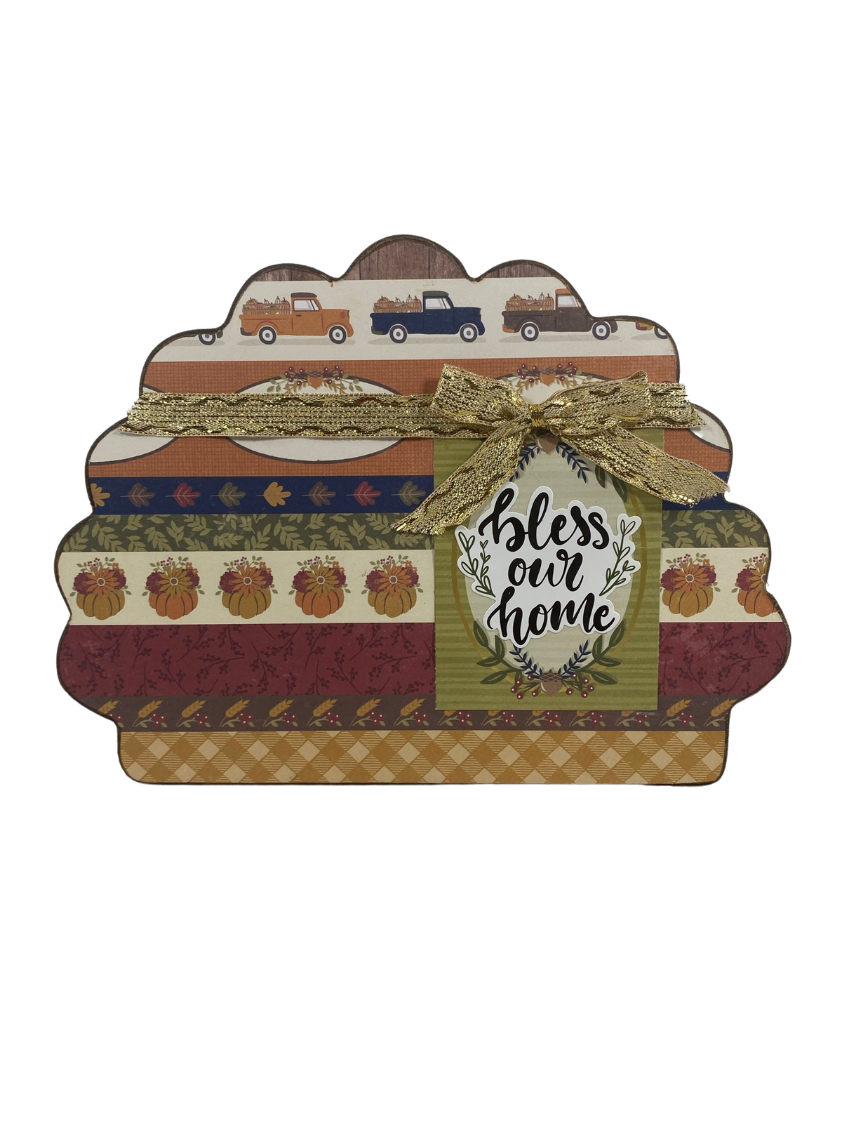 AGD Fall Decor - Reversible Chunky Wood Bless Our Home Sitter