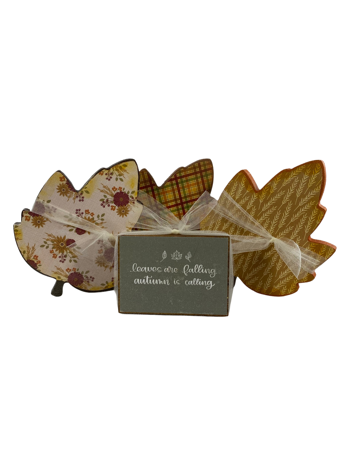 AGD Fall Decor -Reversible Chunky Leaf Leaves Sitters 4pc Set