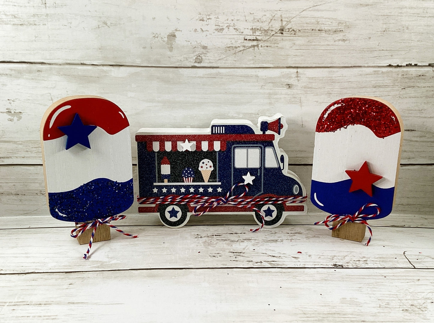 AGD Patriotic Decor - Popsicle Ice Cream Truck Sweet Freedom 4pc