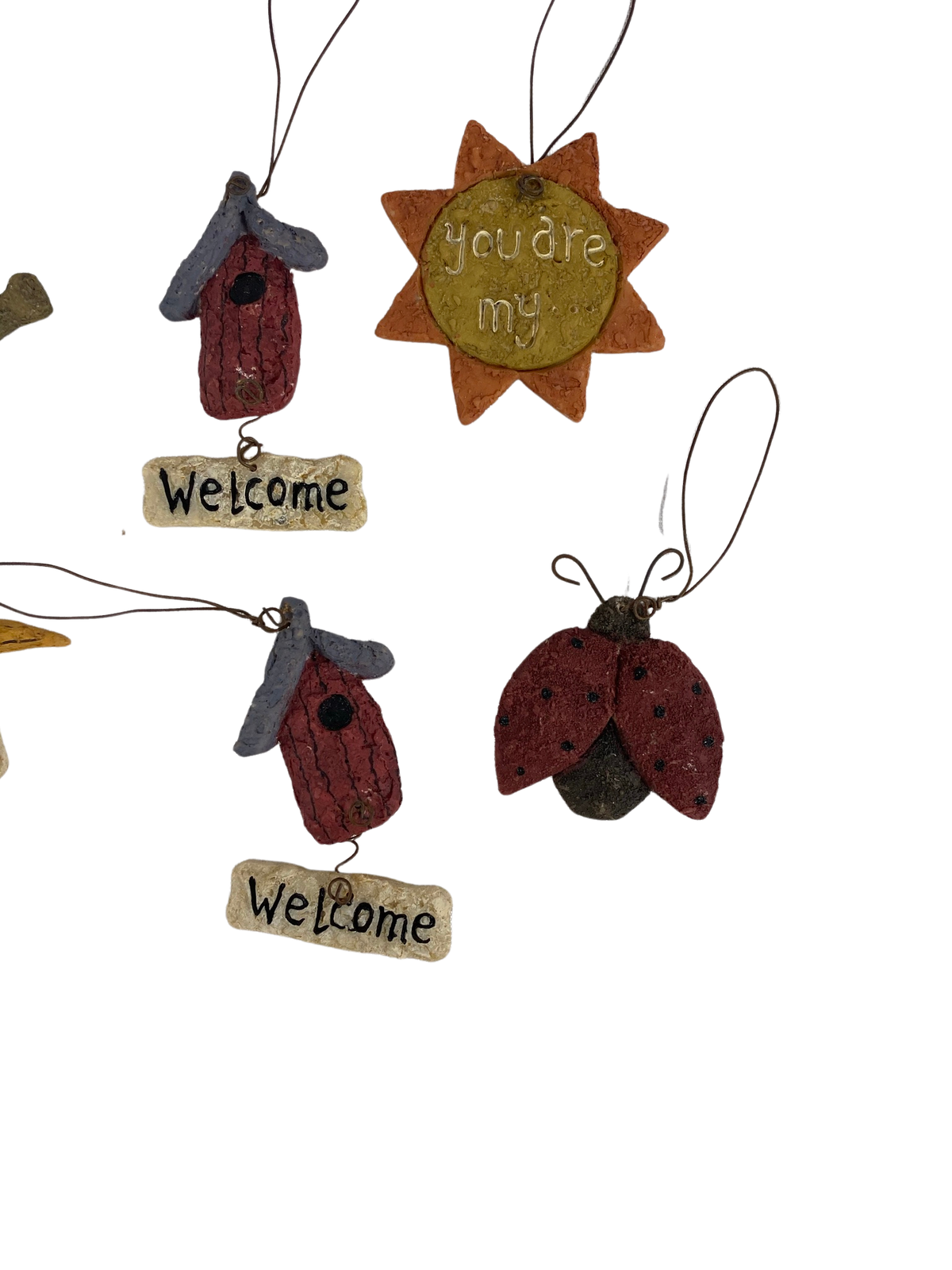 AGD Spring Summer Decor - Prim Bee Butterfly Ladybug Sun Ornaments 8pc Set