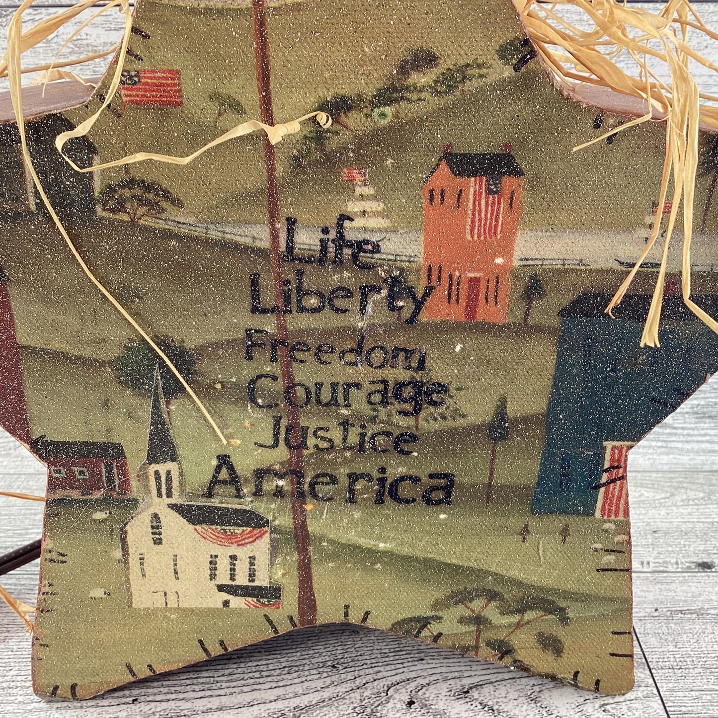 AGD Patriotic Decor - Primitive Freedom Lighted Wood Star