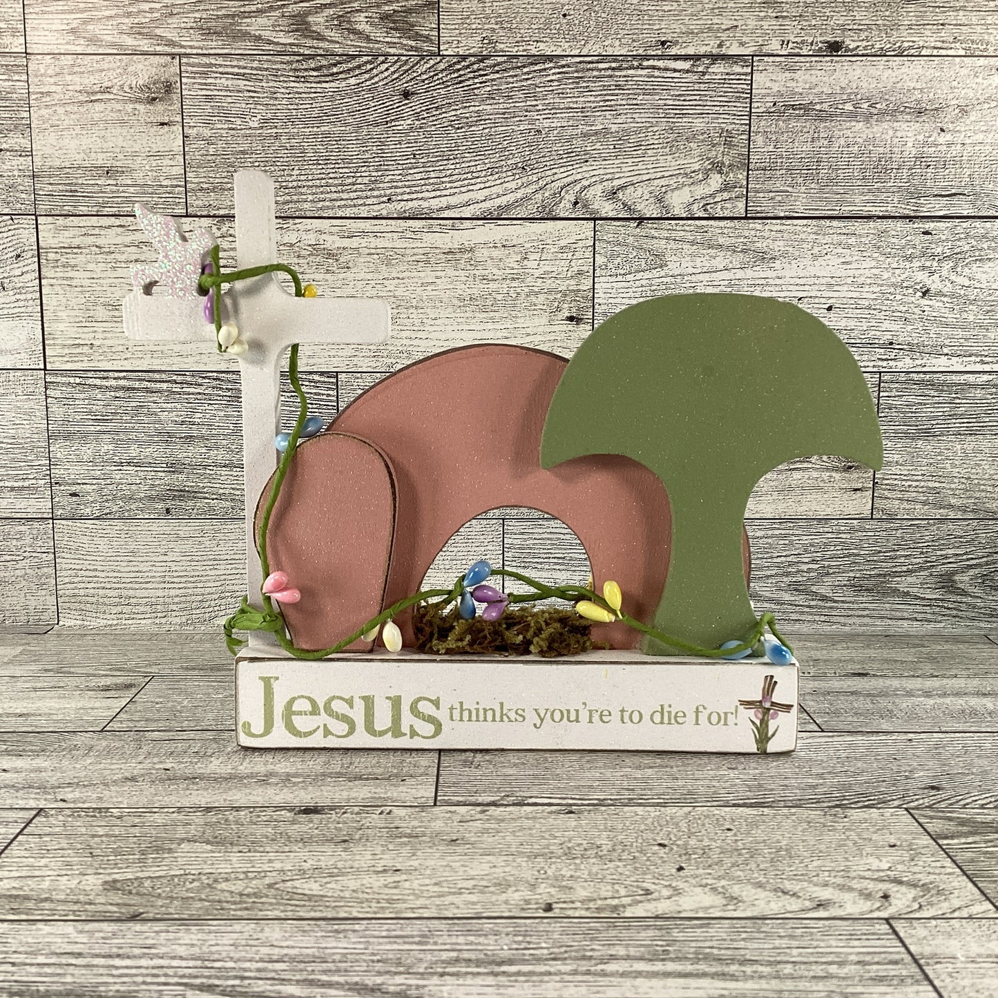 AGD Easter Decor - Jesus Lamb Resurrection Tomb Reversible Scene