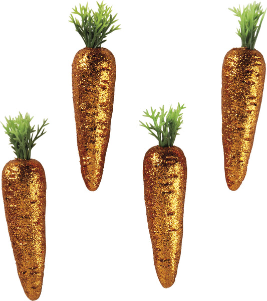 PBK Easter Decor - Glitter Carrot Ornaments 4pc Set