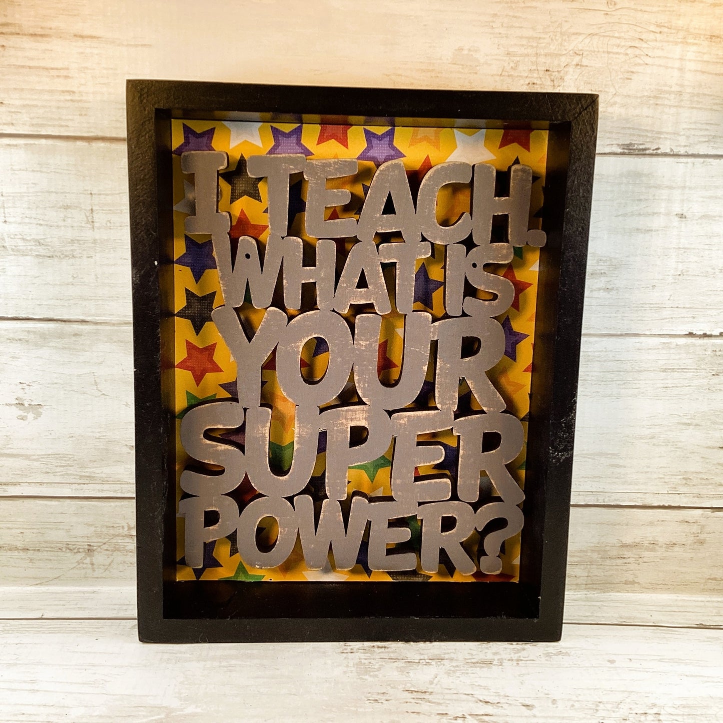 AGD Teacher Gift - I Teach Super Power Love School Reversible Box Sign