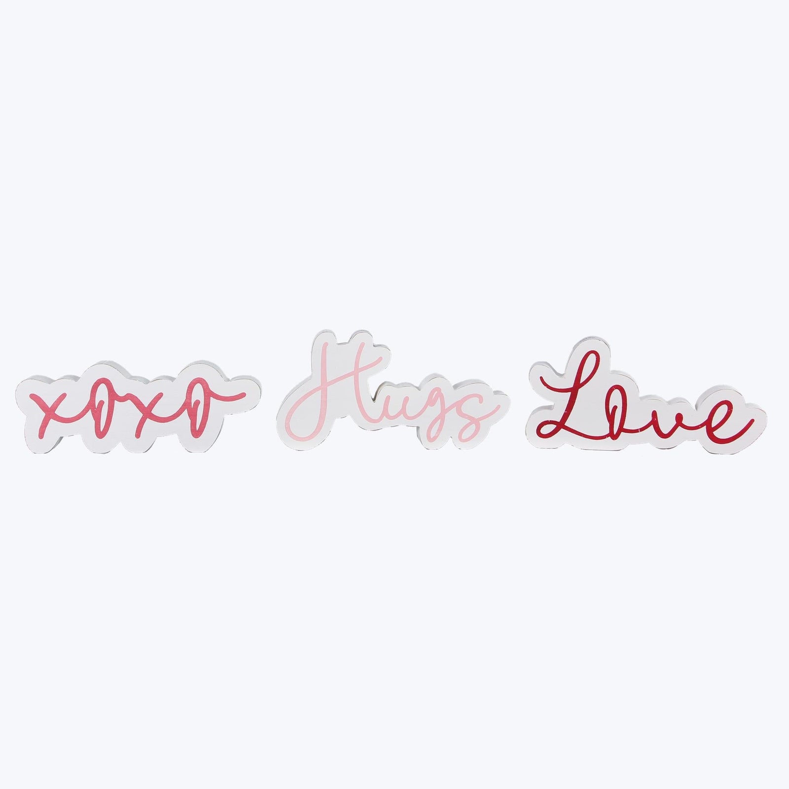 YI Valentines Day Decor - Love XOXO Hugs Chunky Cut Out Words 3pc Set