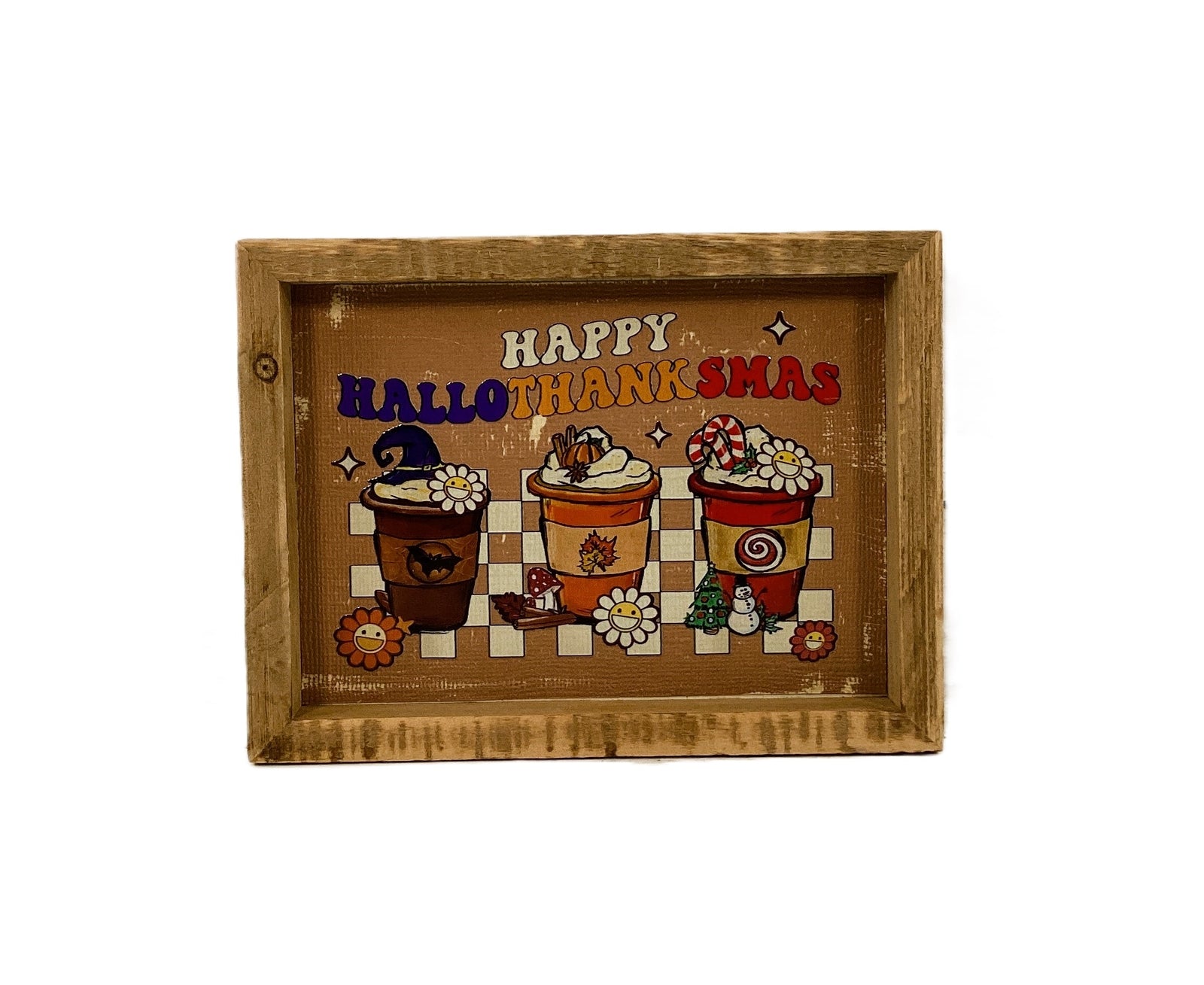 AGD Fall Decor - Latte Coffee Happy Hallothankmas Seasonal Box Sign