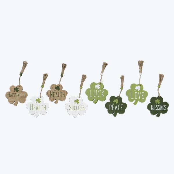 Youngs St. Patricks Day Decor - Wood Shamrock Ornament 8pc Set