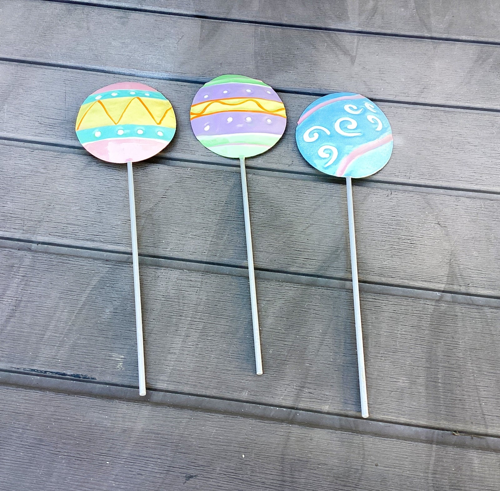 FE-OTC Spring Decor - Easter Egg Metal Garden Plant Pick 2pc