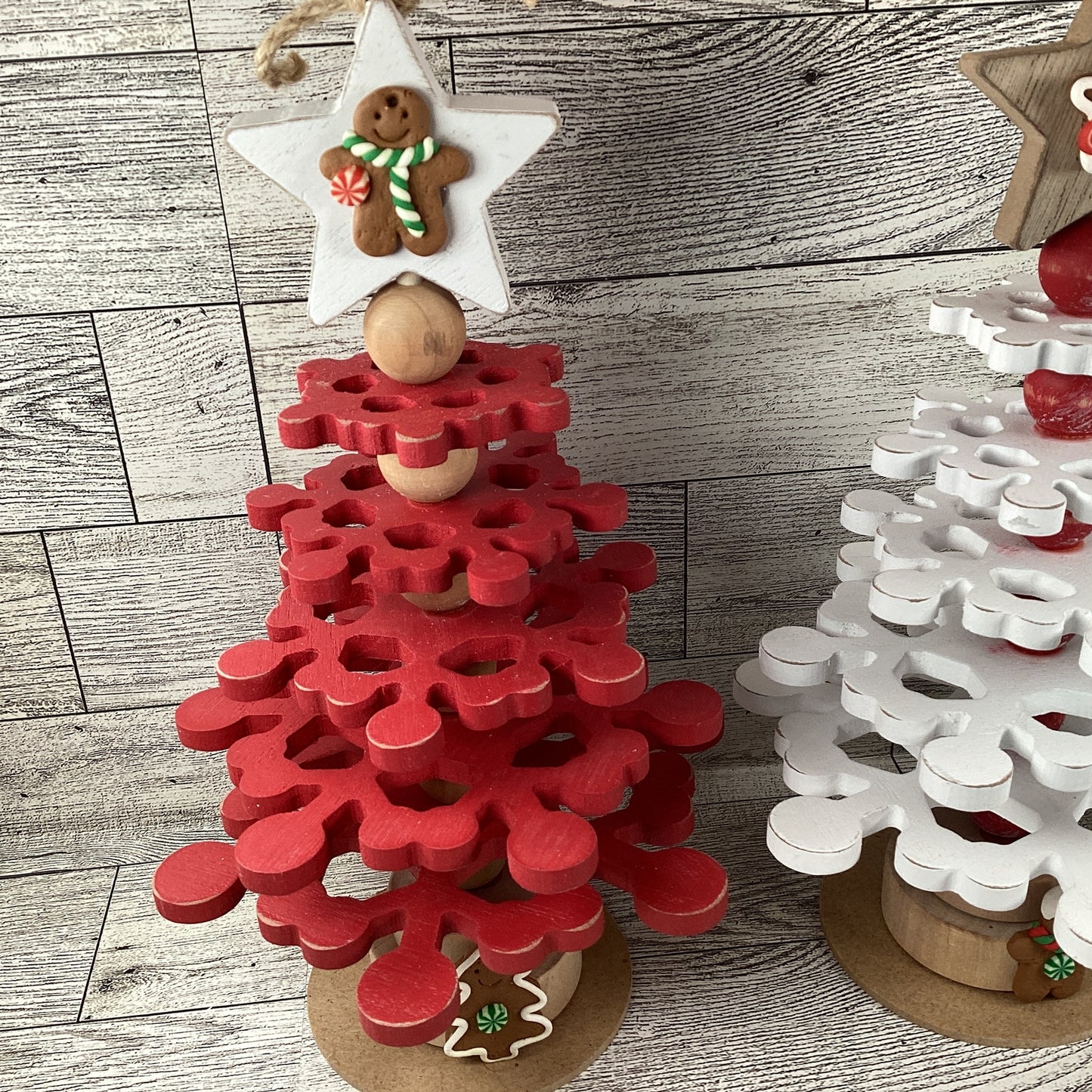 AGD Christmas Decor - Wood Snowflake Gingerbread Trees 3pc Set
