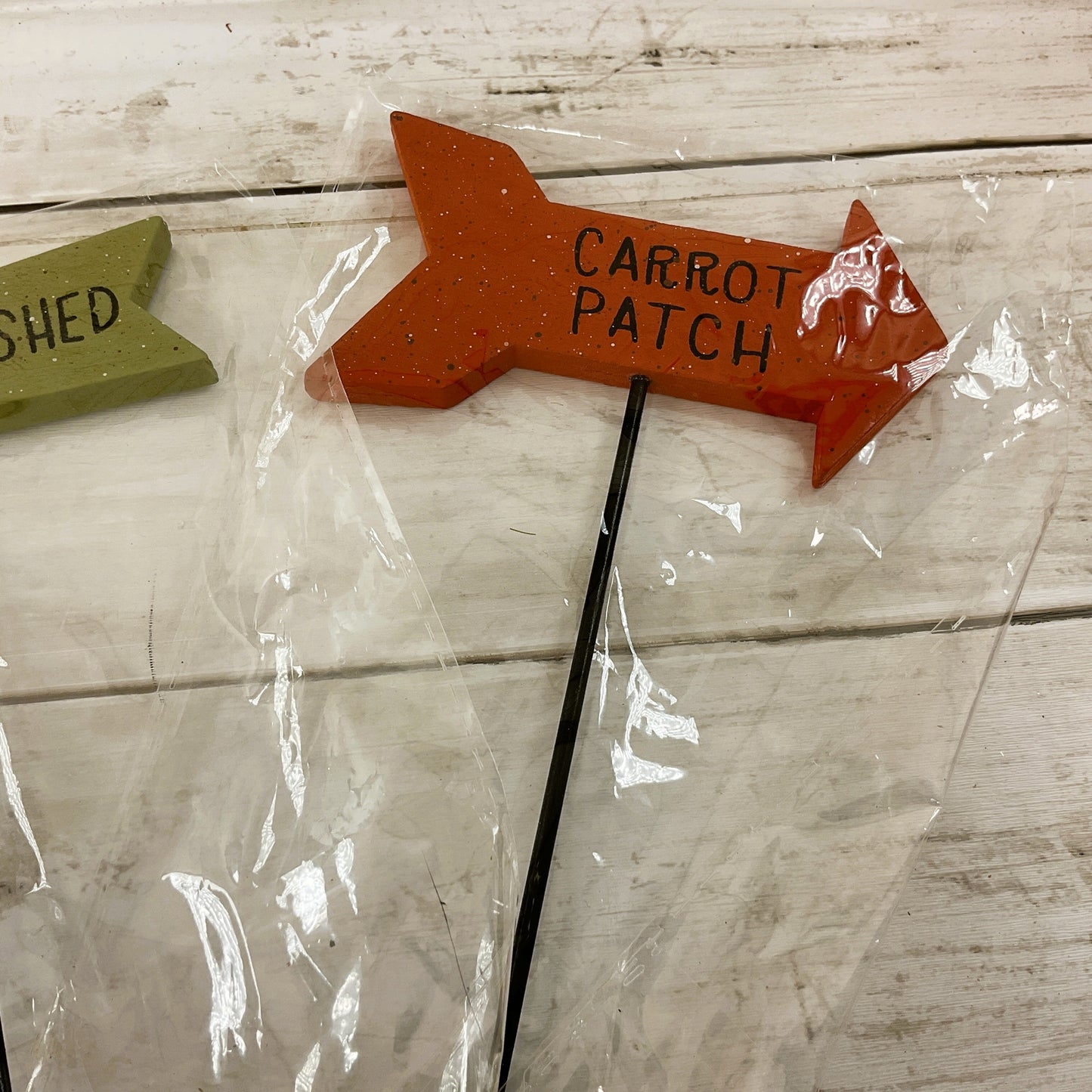 CWI Spring Decor - Garden Shed Carrot Patch Wood Directional Picks 2pc