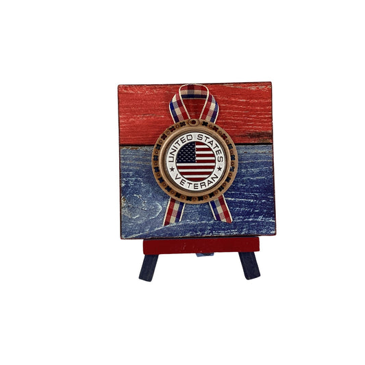 AGD Patriotic Decor - United States Veteran Mini Easel Tier Tray Sign