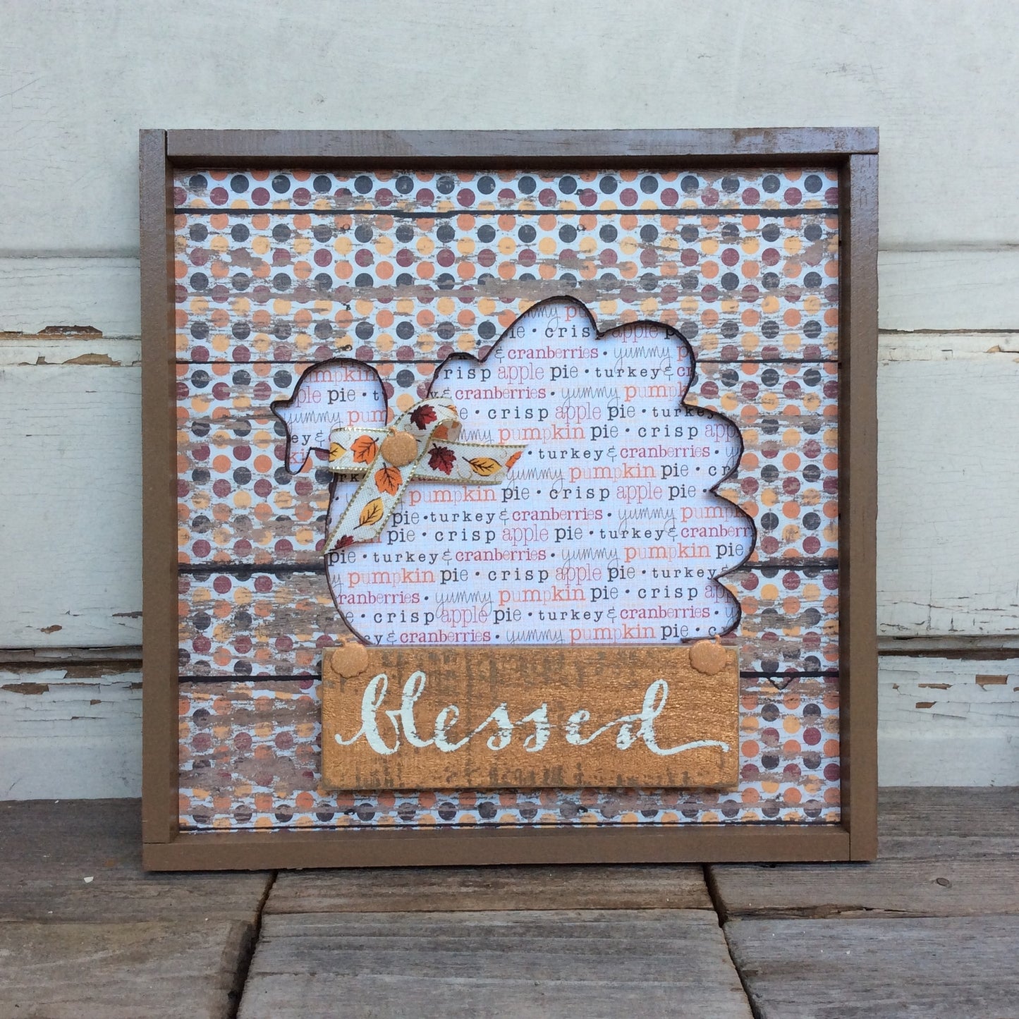 AGD Fall Decor - Prim Blessed Turkey Cut Out Plaque Sign