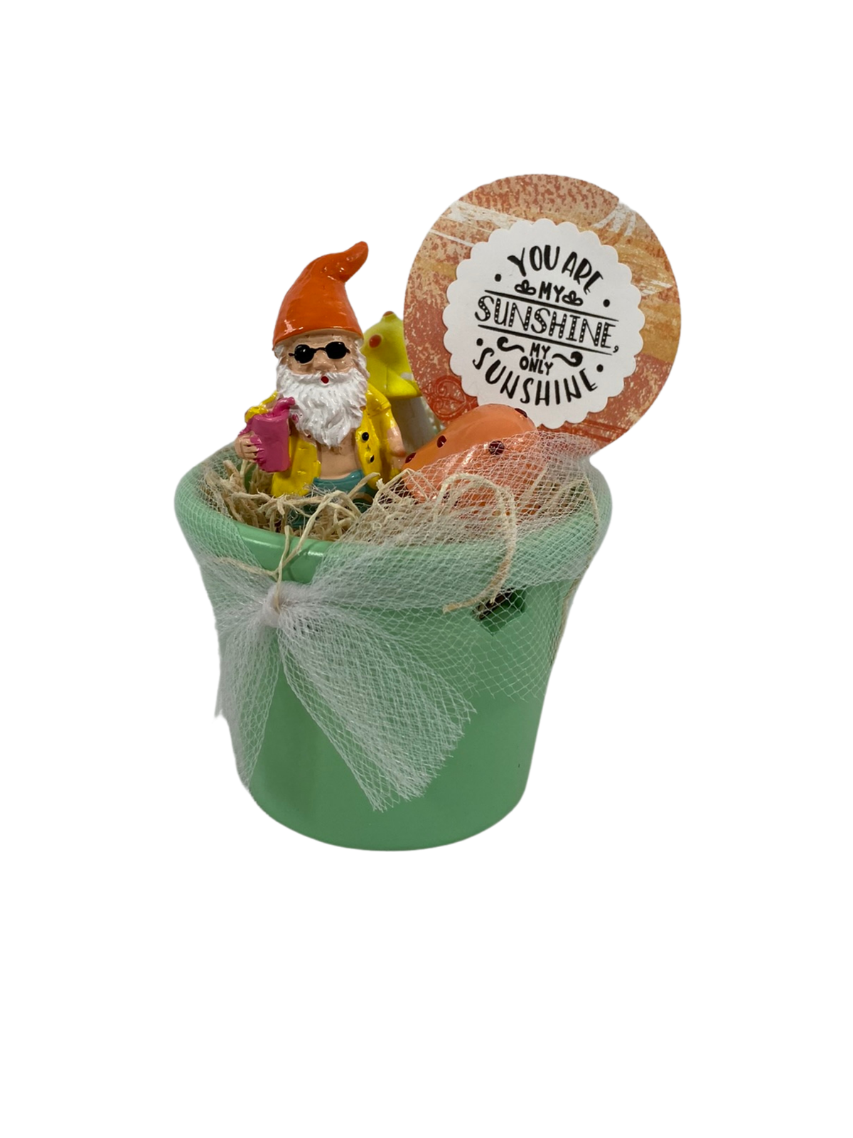 AGD Summer Decor - Miniature You Are My Sunshine Gnomes Ceramic Jar