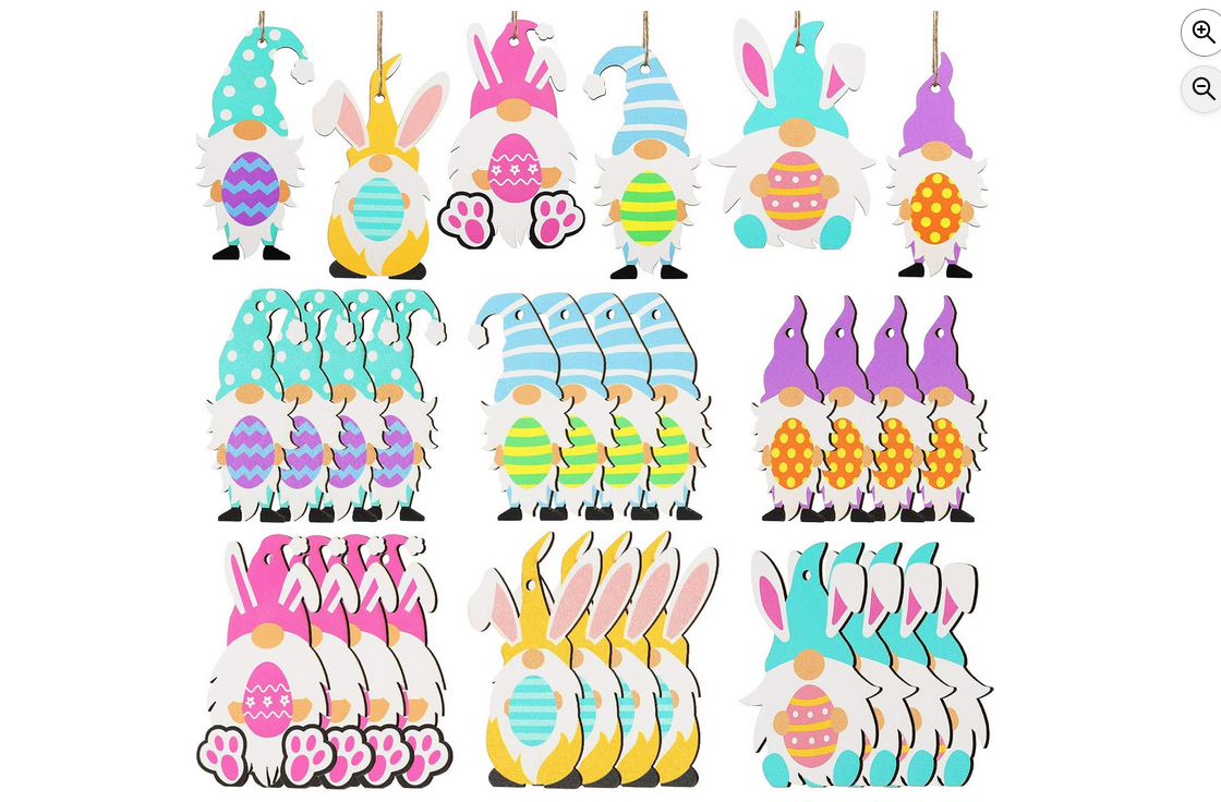 Jetec Easter Decor - Wood Gnome Spring Ornaments 24pc