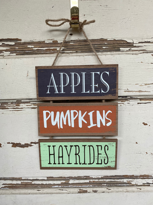 WM Fall Decor - Apple Pumpkins Hay Rides Slat Sign