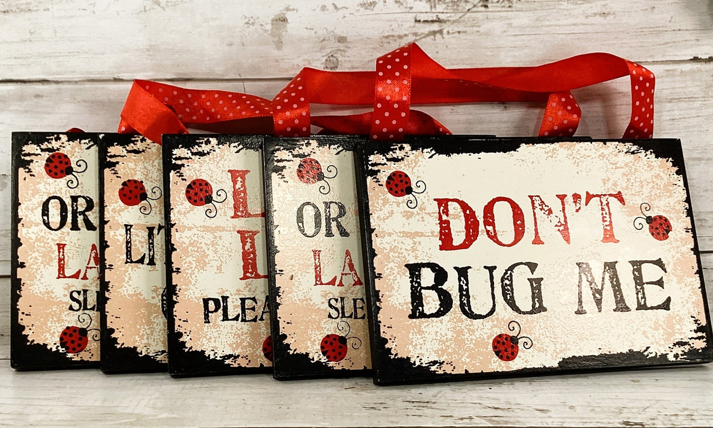 OWI Summer Decor - Lady Luck Ladybug Small Sign Ornament