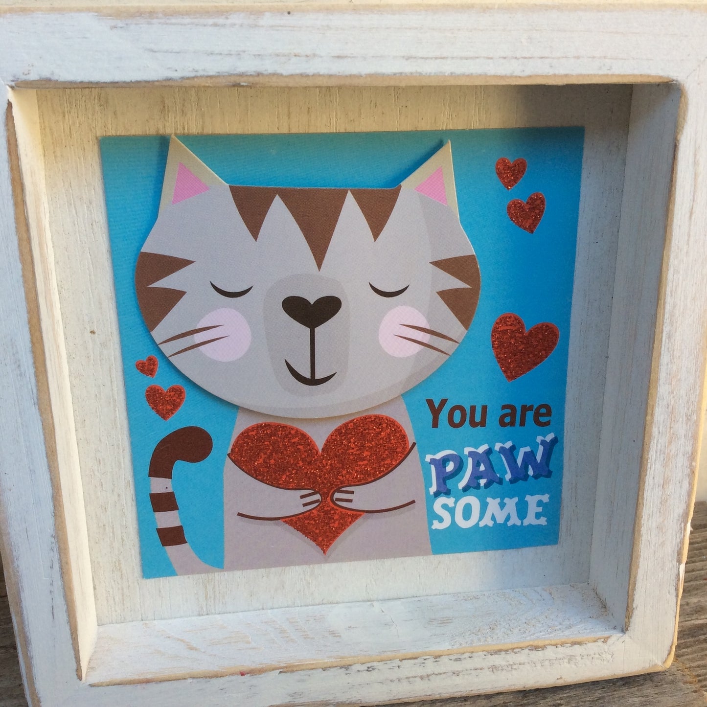 AGD Valentines Decor - Purfect Friend Pawsome Kitty Cat Box Signs 2pc Set
