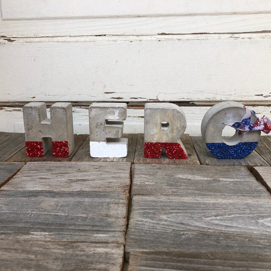 AG Designs Patriotic Decor – Cement Letters Word HERO