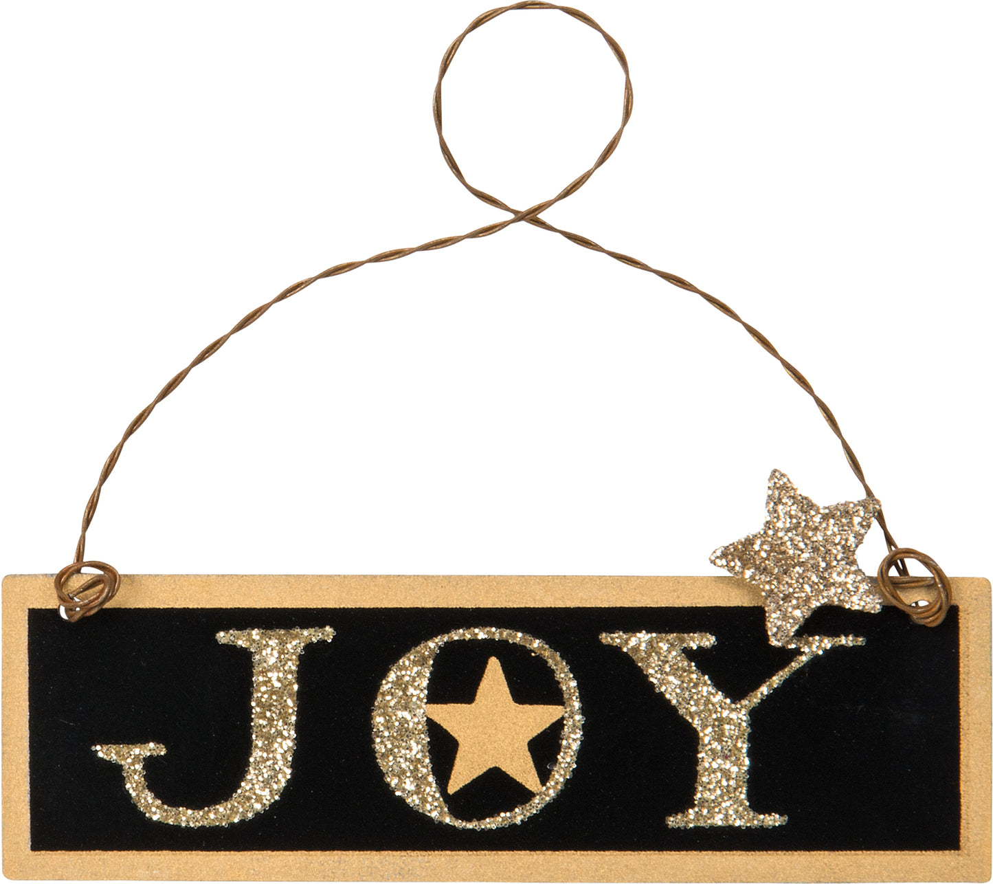PBK Christmas Decor - JOY Black Gold Star Tin Ornament