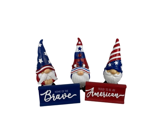 AGD Patriotic Decor - July 4th Resin Gnomes Tiered Tray Figurines