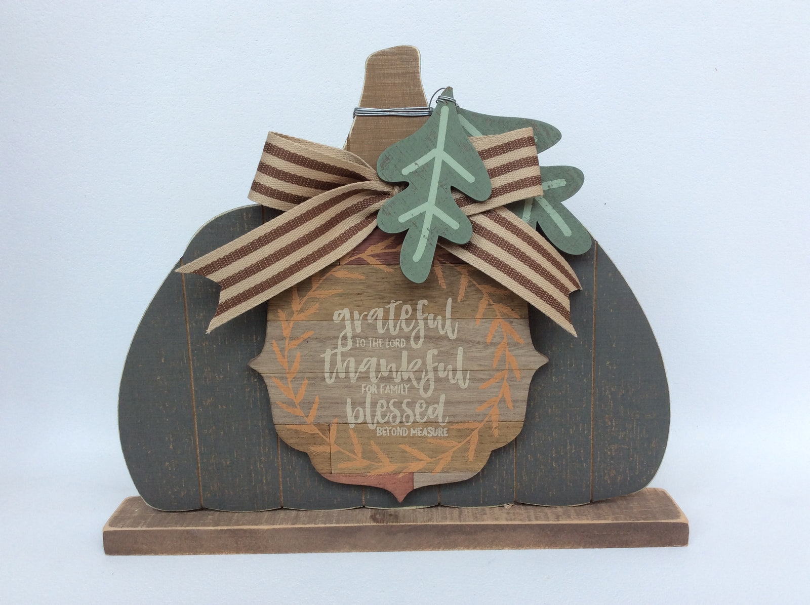 AGD Fall Decor - Grateful Thankful Gray Slat Pallet Farmhouse Pumpkin