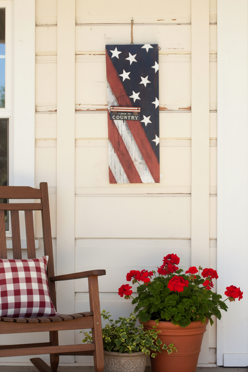 "I Serve My Country" Patriotic Wood Pallet Flag Sign — Veteran Wall Decor