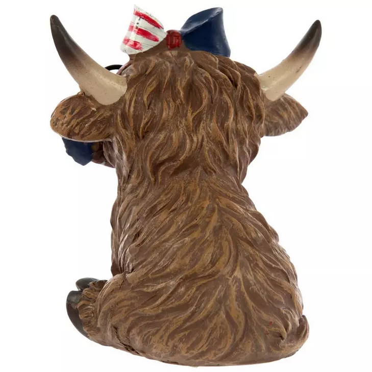 HL Patriotic Decor - July 4th Resin Highland Cow Couple Figurine 2pc