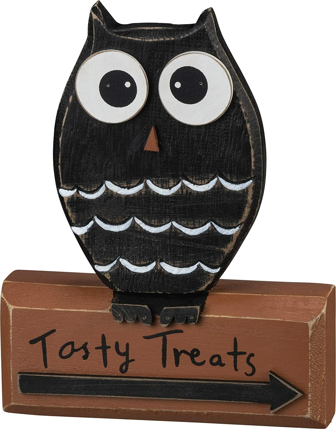 PBK Halloween Decor - Tasty Treats Chunky Wood Prim Owl Sitter