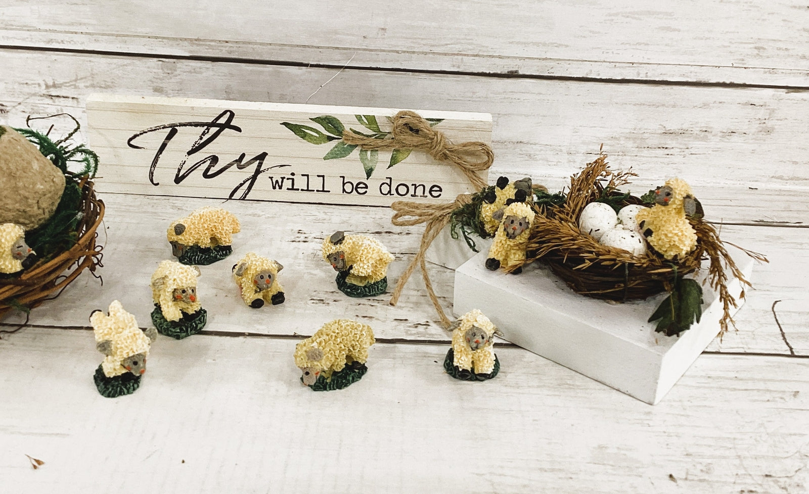 AGD Easter Decor - Thy Will Be Done Nest Lamb Egg Display