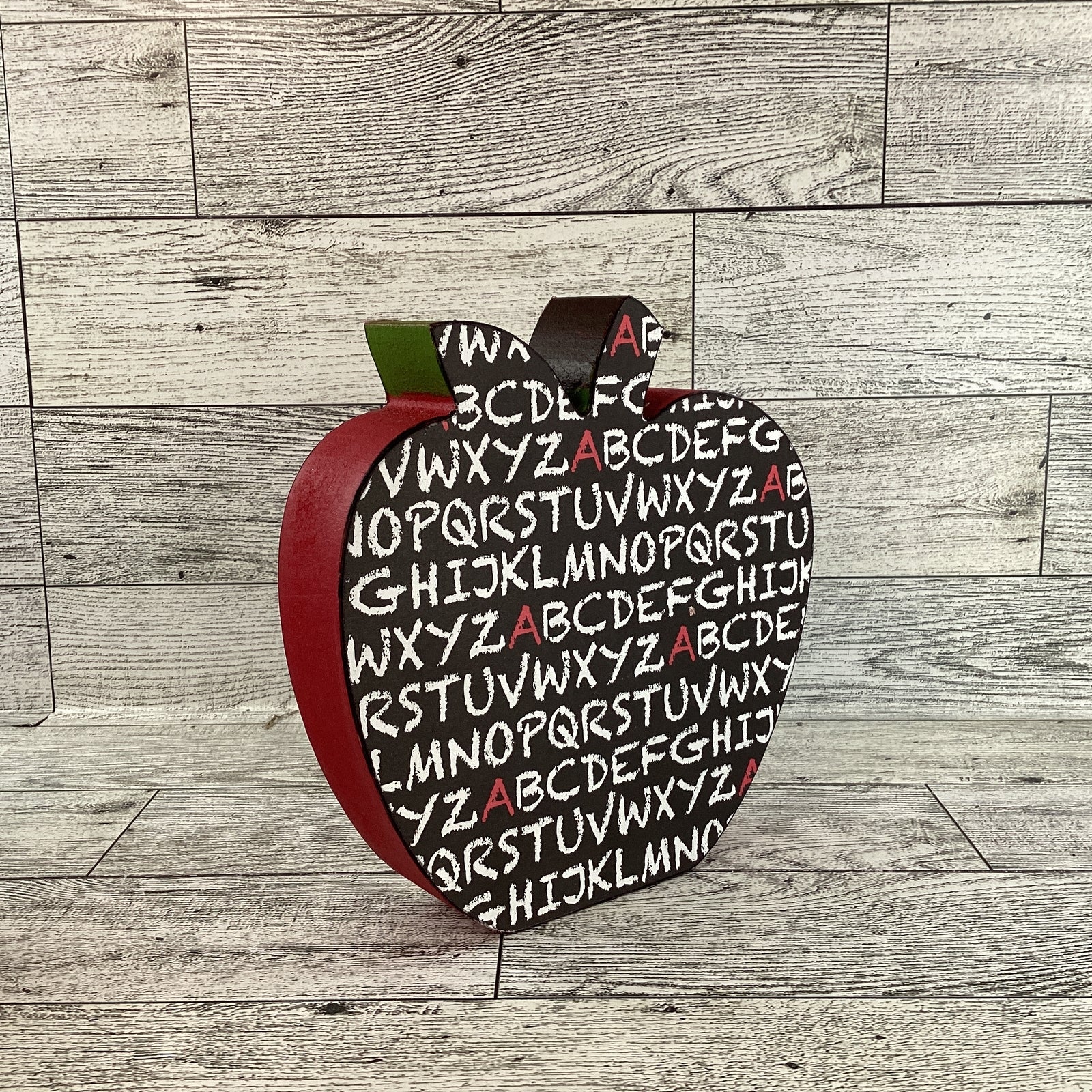 AGD Teacher Gift Decor - Love School Chunky Wood Apple Sitter