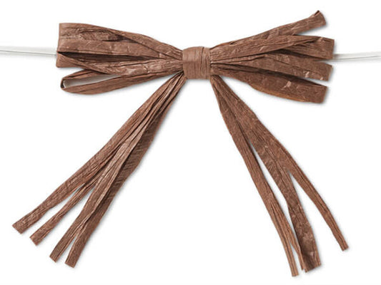 NW Craft Supply - Pre-Tied Raffia Bows Brown Chocolate 18pc