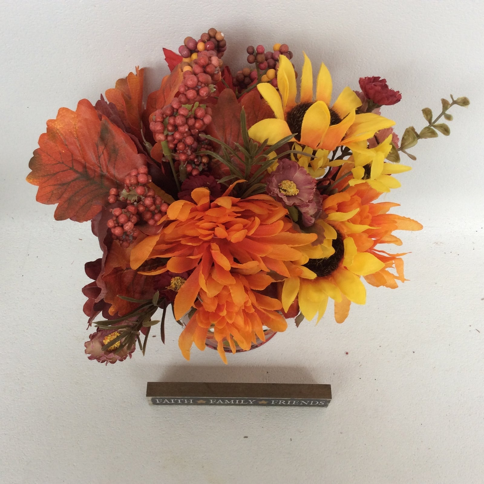 AGD Fall Decor - Owl Tin Filled Artificial Floral Display