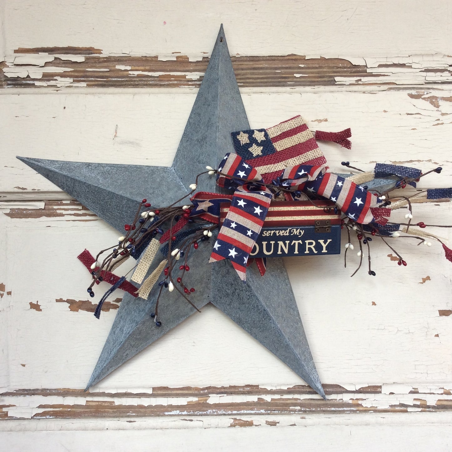 AGD Patriotic Decor - Served My Country Veteran Prim Galvanized 3-D Star