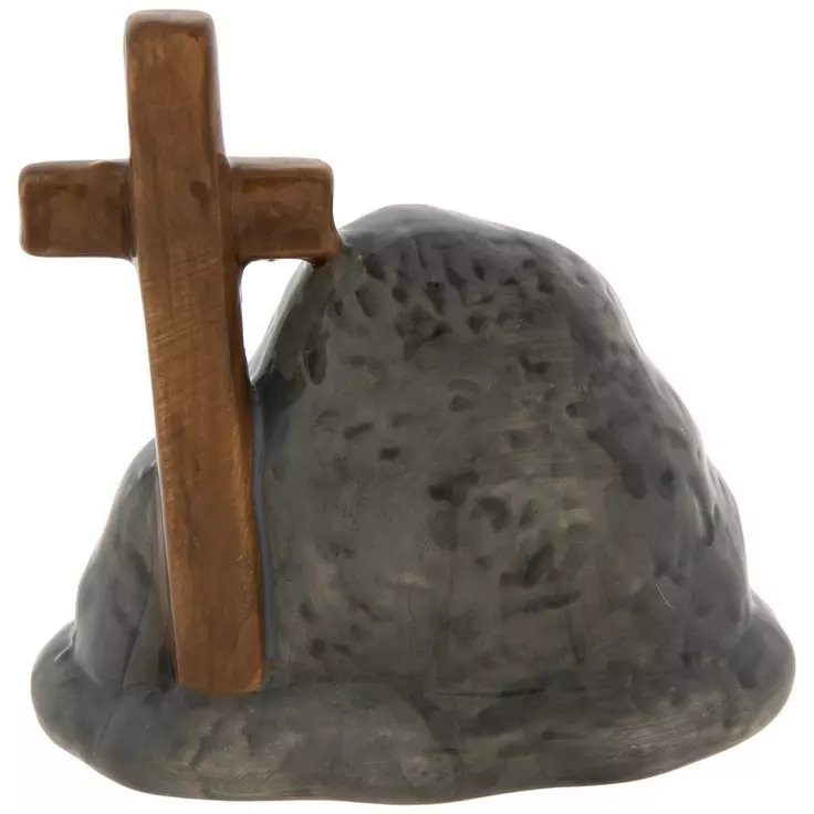 HL Easter Decor - Small He Is Risen Light-up Ceramic Tomb