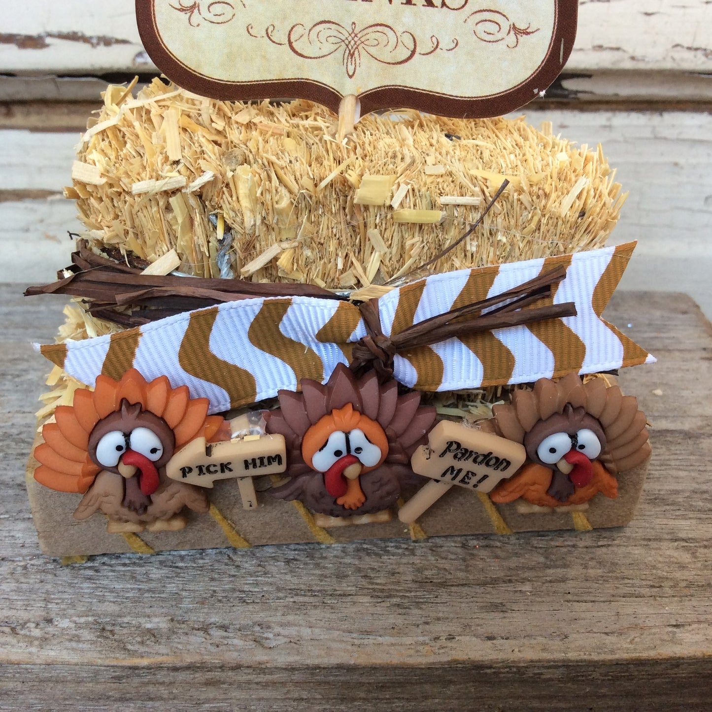AGD Fall Decor - Give Thanks Miniature Turkey Display