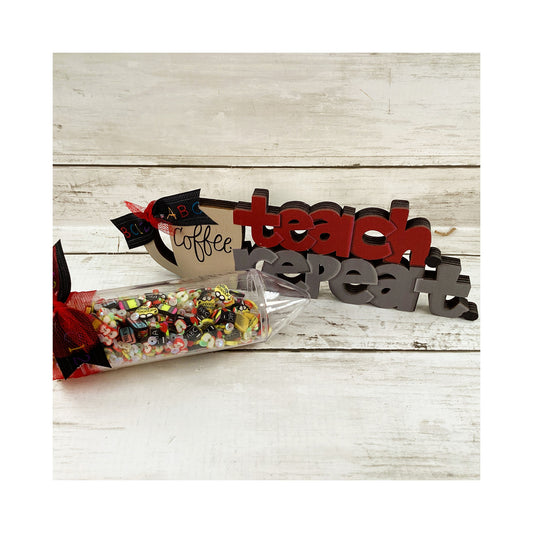 AGD School Decor -Teacher Theme Coffee Sign Pencil-Shaker 2pc Set