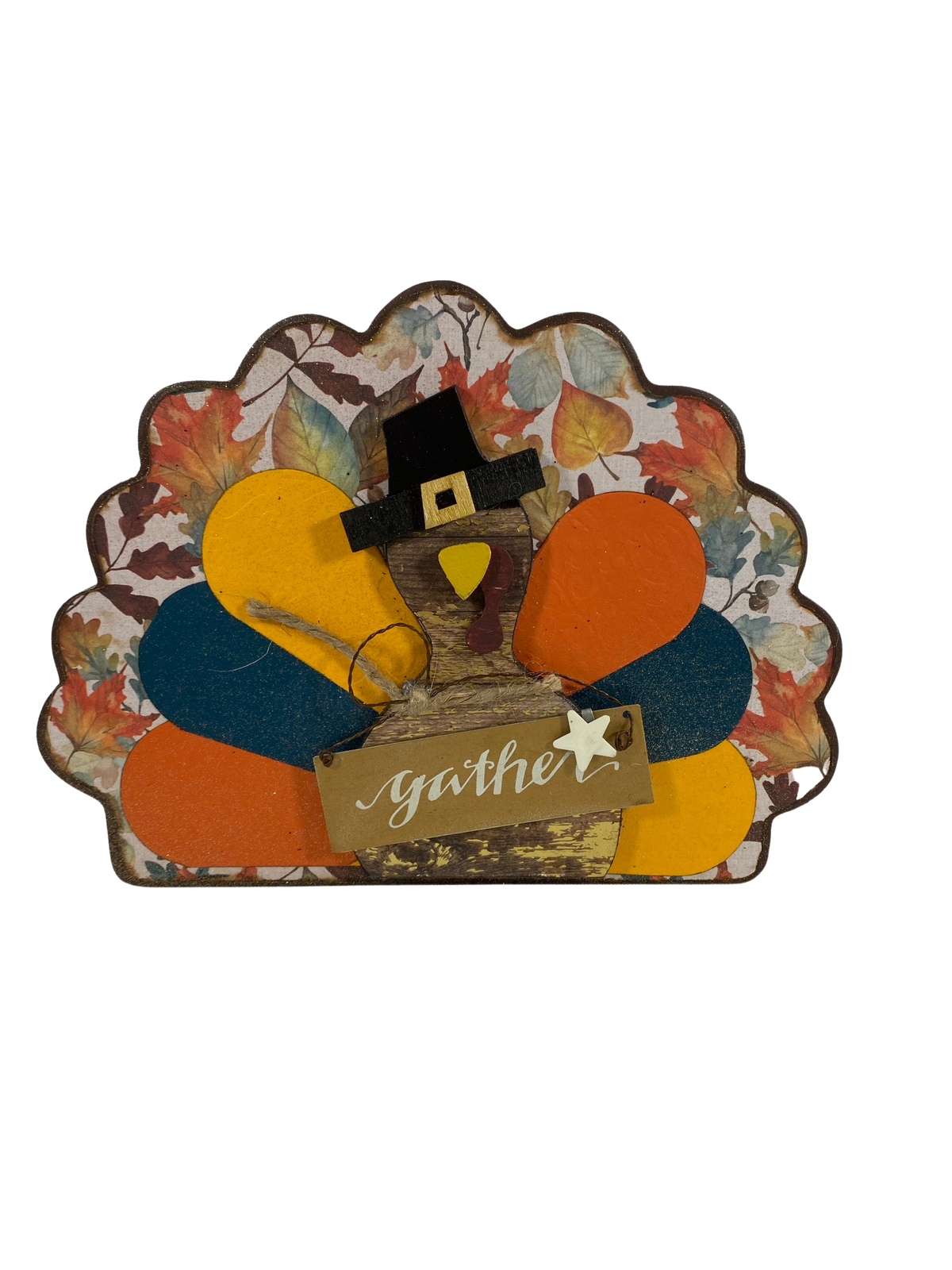 AGD Fall Decor - Reversible Gather Chunky Wood Turkey Sign