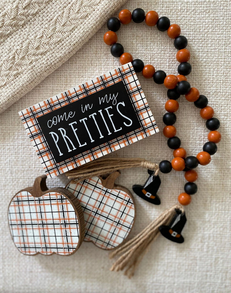 Collins Halloween Decor - Small Black White Orange Pumpkins 2pc Set