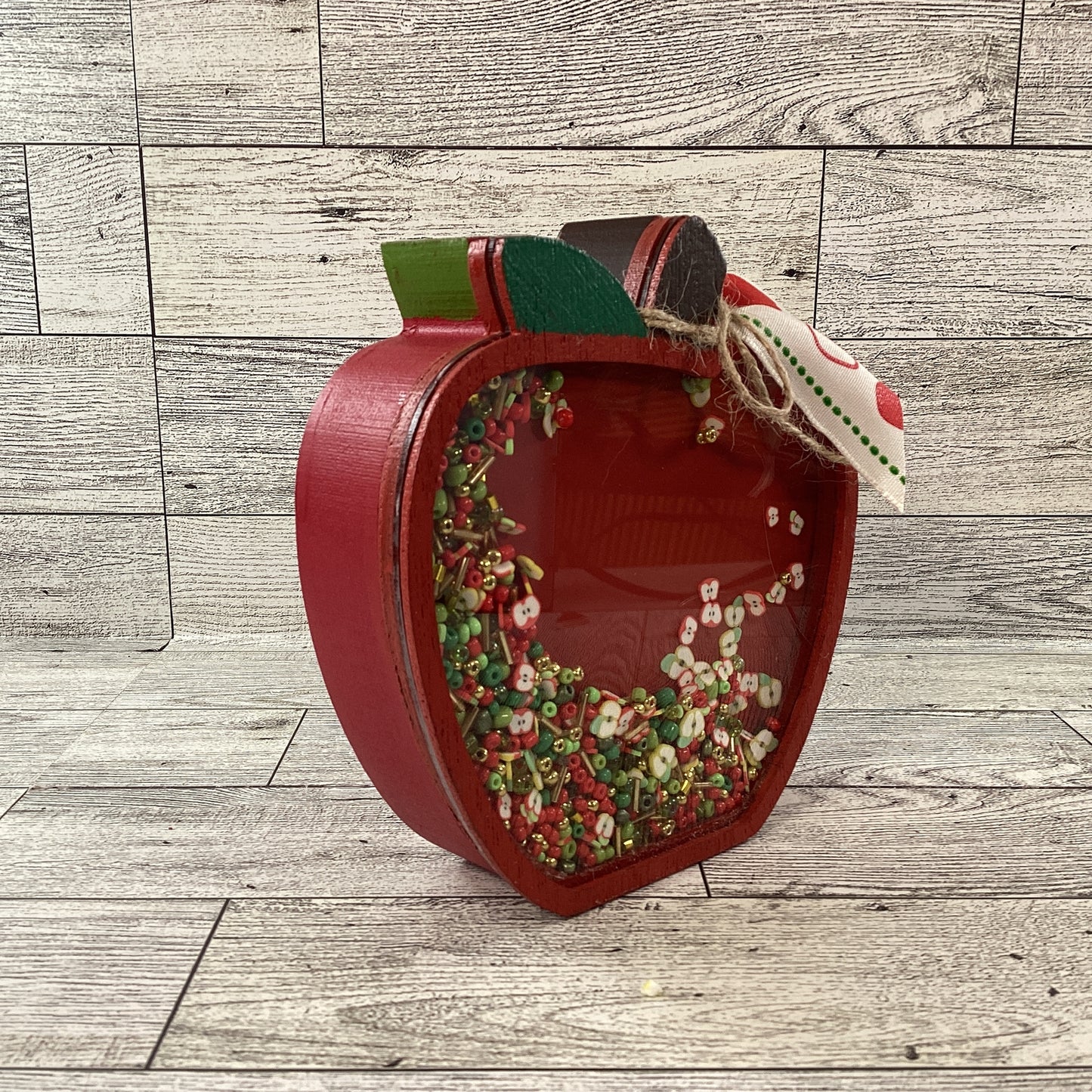 AGD Fall Decor - Teacher Harvest Apple Fall Chunky Wood Shaker Sitter