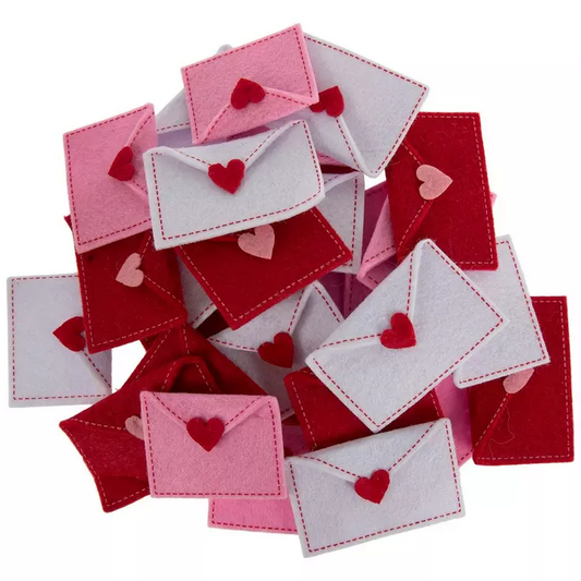 HL Valentines Craft Supply - Red White Pink Love Letter Felt Envelopes