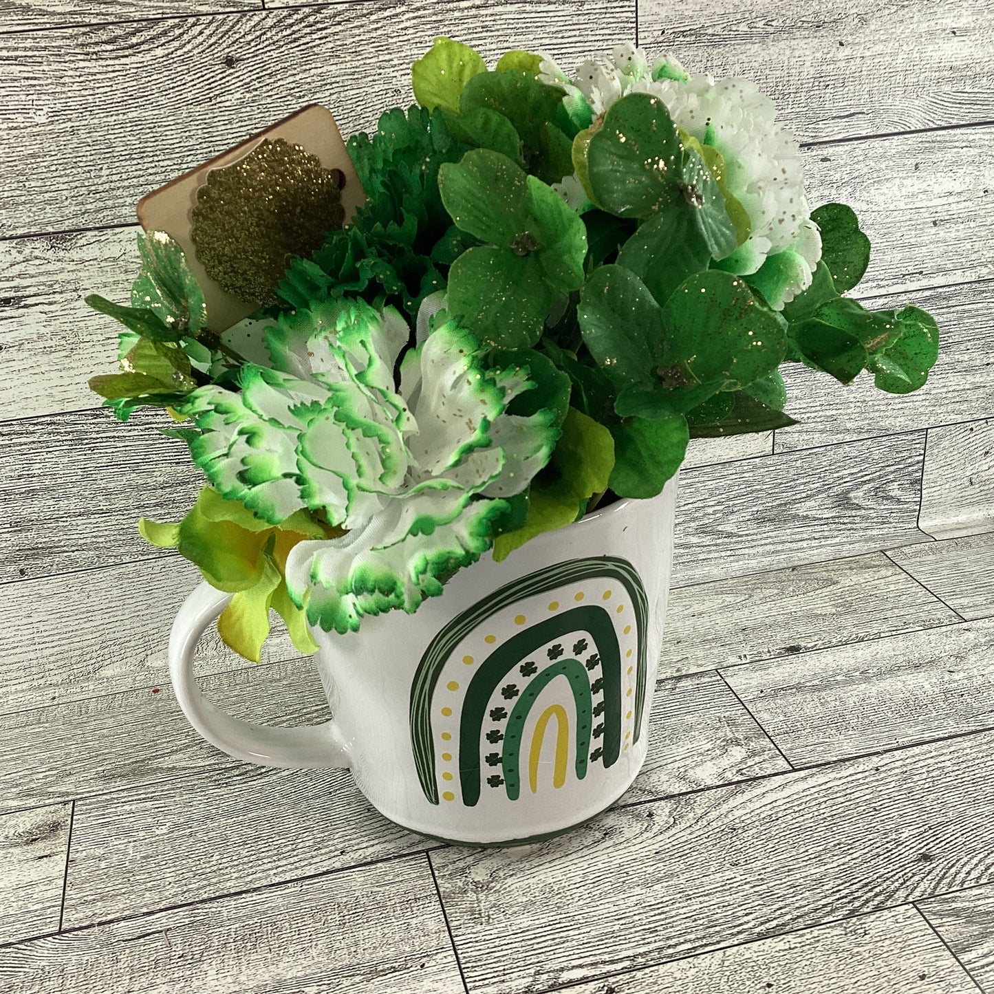 AGD  Saint Patrick's Decor  – Irish Rainbow Coffee Mug Floral Display