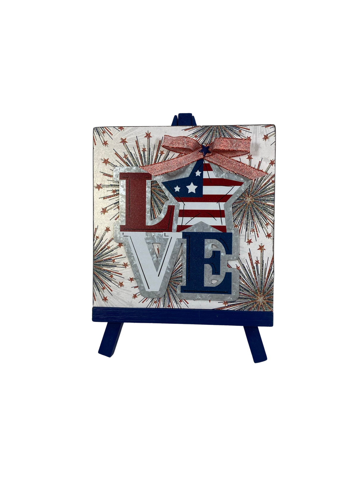 AGD Patriotic Decor - LOVE American Flag Easel Display