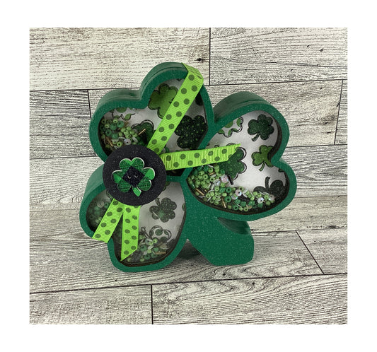 AGD Saint Patrick Decor - Irish Shamrock Chunky Wood Shaker Sitter