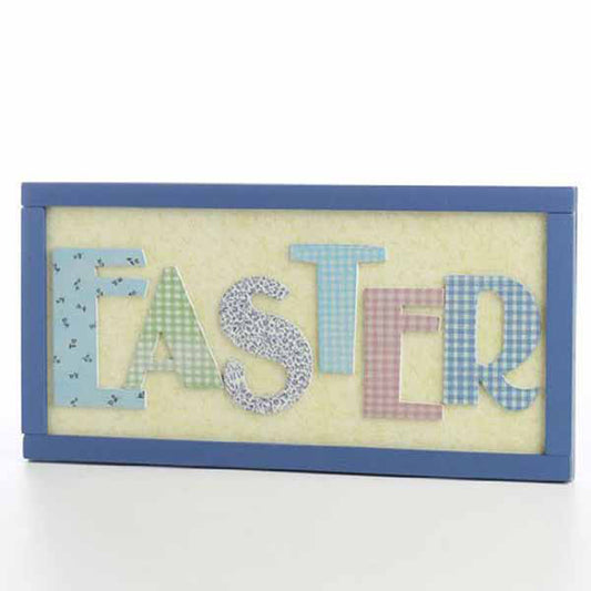 OWI "Easter" Gingham Spring Color Shelf Sitter or Wall Plaque