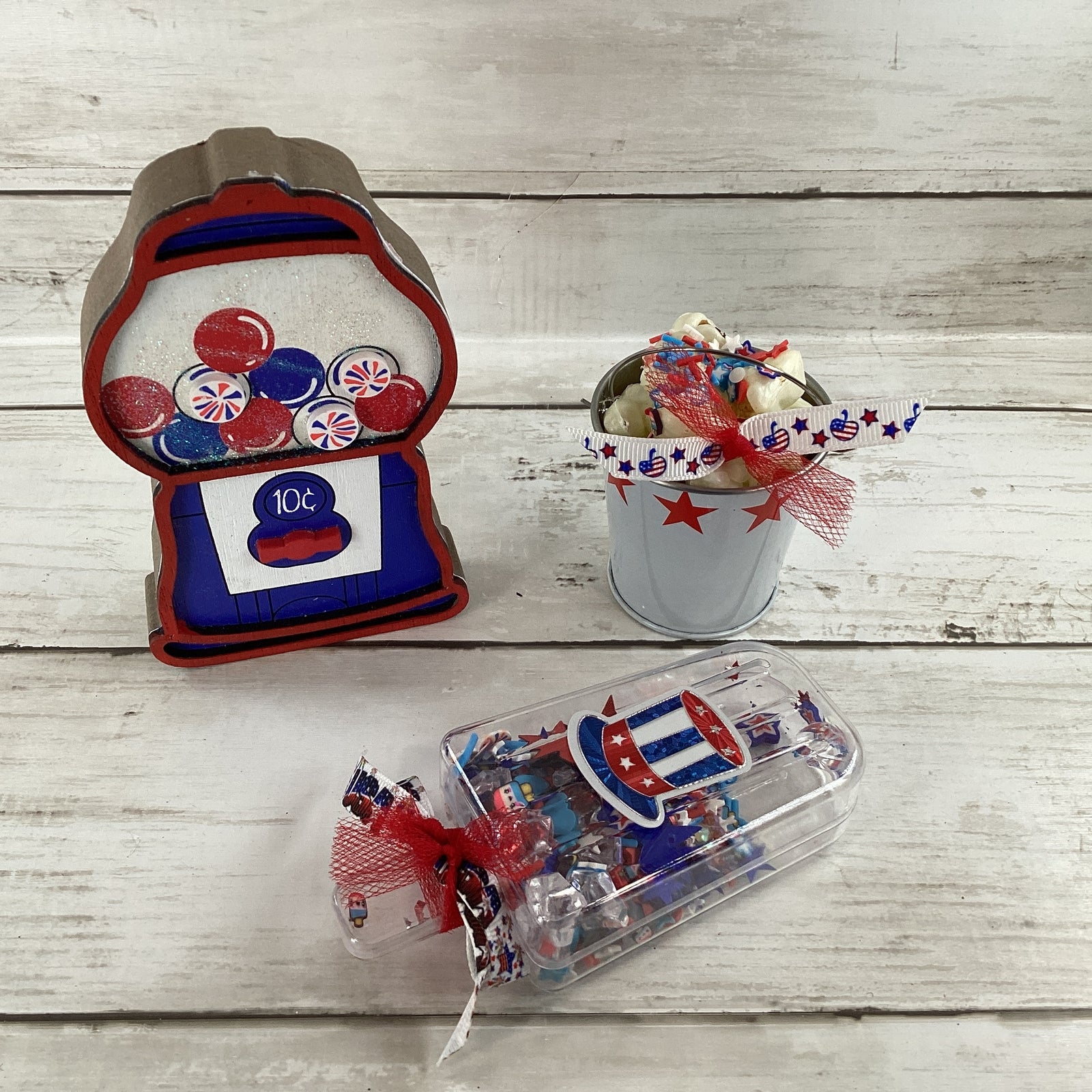 AGD Patriotic Decor - July 4th Gumball Popsicle Shaker Popcorn 3pc Set